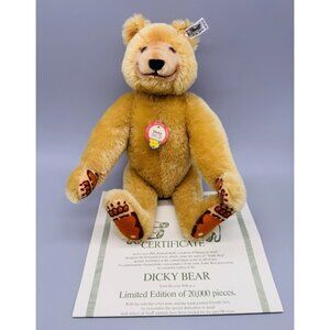 Steiff Dicky Bar Teddy Bear Limited Edition 0172/32 Mohair Certificate Stuffed
